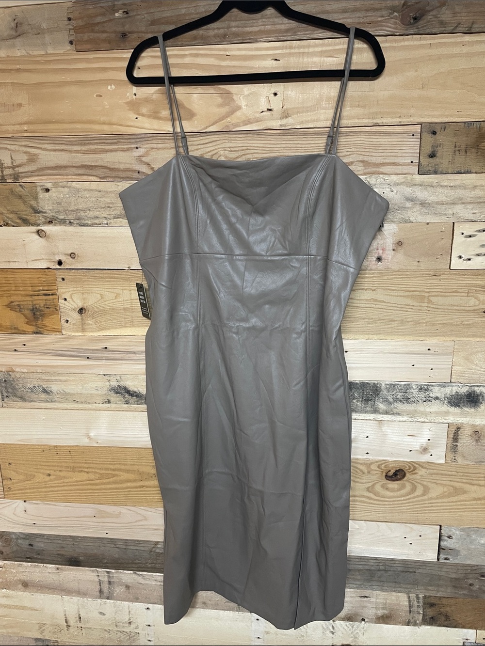 Tan Colored Express faux leather cami midi dress- XL